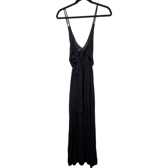 Rokoko Black Strappy Flowy Sleeveless Maxi Dress Sexy Side Slits Open Back LBD S - Picture 6 of 13